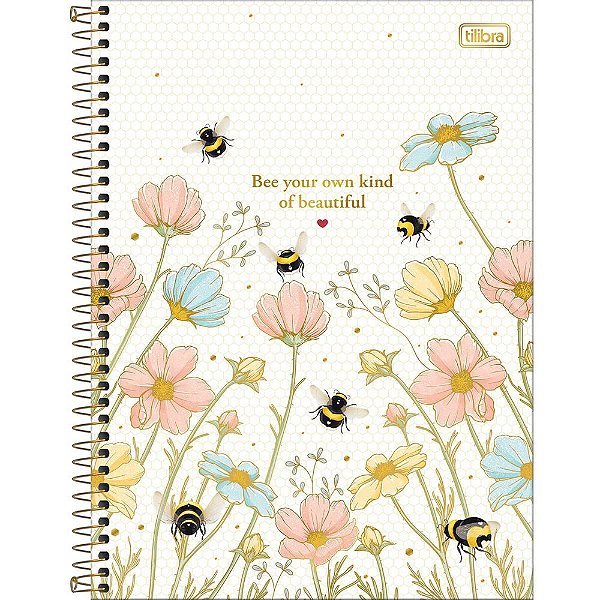 Caderno Espiral Honey Bee - Kind of Beautiful - 80 Folhas - Tilibra