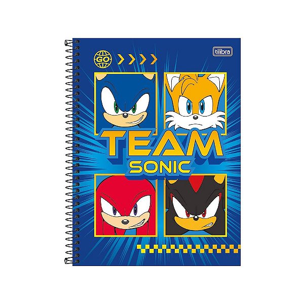 Caderno Sonic - Sonic Team - 80 Folhas - Tilibra