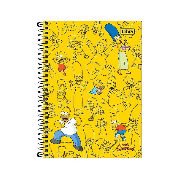 Caderno Espiral Universitário Simpsons - Amarelo - 80 Folhas - Tilibra