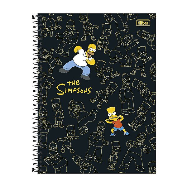 Caderno Espiral Universitário Simpsons - Preto - 80 Folhas - Tilibra