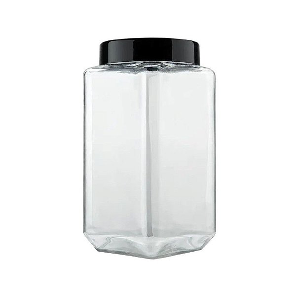 Pote de Vidro Quadrado Color - 2,2L - Tampa Preta - Invicta