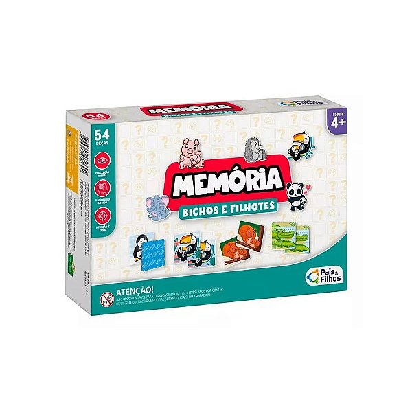 Jogo da Memória Bichos e Filhotes - 54 Peças -  Pais e Filhos