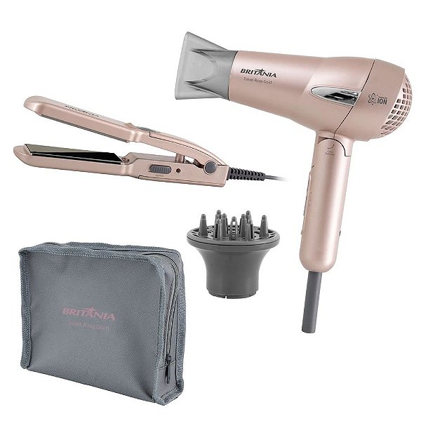 Kit Travel Rose Gold - Secador + Prancha - Britânia