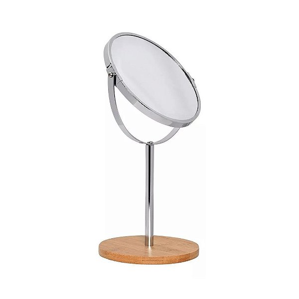 Espelho de Aumento com Base de Bambu - 35cm - Mimo Style