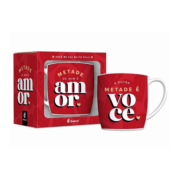 Caneca de Porcelana - 300ml - Metade de Mim - Brasfoot