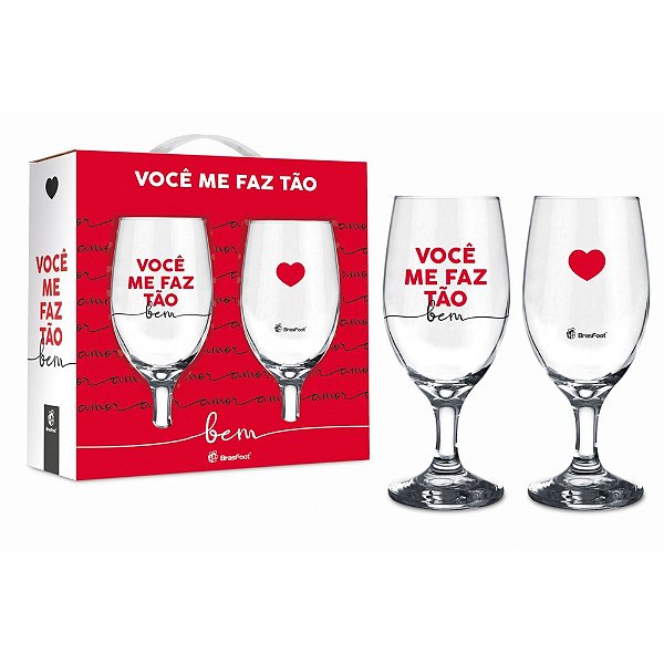 Kit de Taças Windsor - Você Me Faz Tão Bem - 2 Peças - Brasfoot