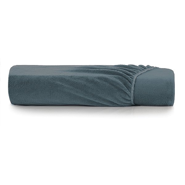 Lençol com Elástico Blend Malha com Plush Queen - Azul Profile - Altenburg