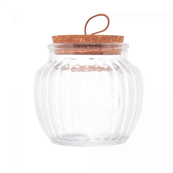 Pote de Vidro com Tampa de Rolha e Puxador Classic - 600ml - Lyor