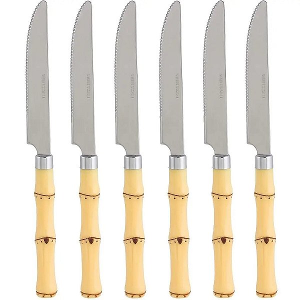 Kit Facas de Churrasco Bambu Asper - 6 Peças - Mimo Style