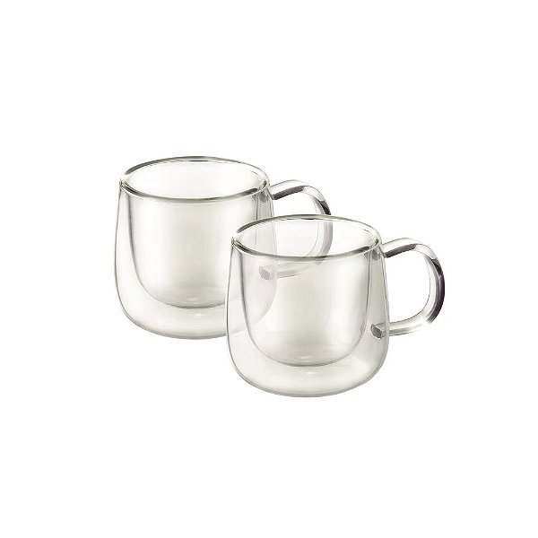 Jogo de Xícaras para Café Parede Dupla - 2 Peças - 80ml - Mimo Style