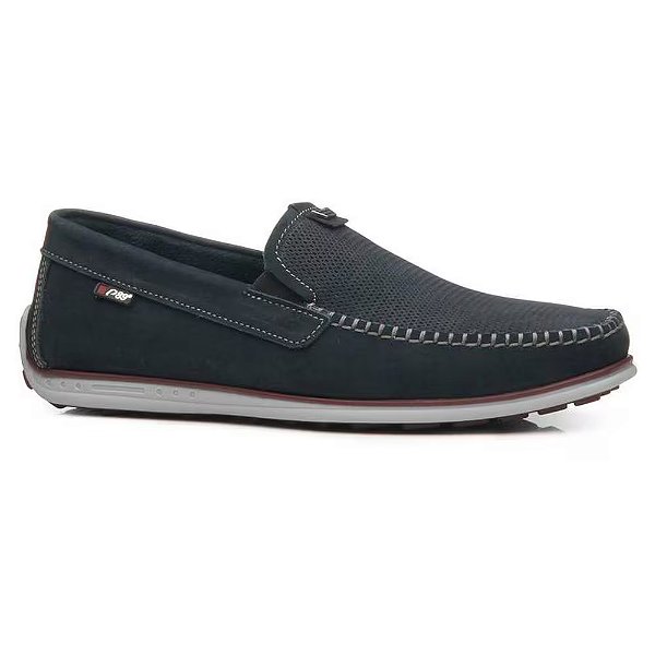 Mocassim Masculino Couro Slip On Marinho - Pegada