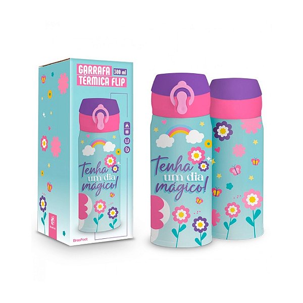 Garrafa Térmica Flip Unicórnio - 300ml - Brasfoot