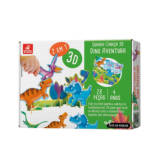 Quebra-Cabeça 3D Dino Aventura - Brincadeira de Criança