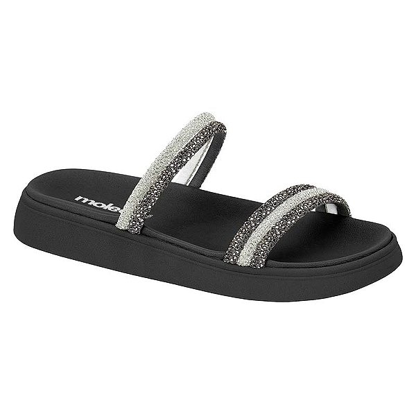 Chinelo Papete Strass Preto - Moleca