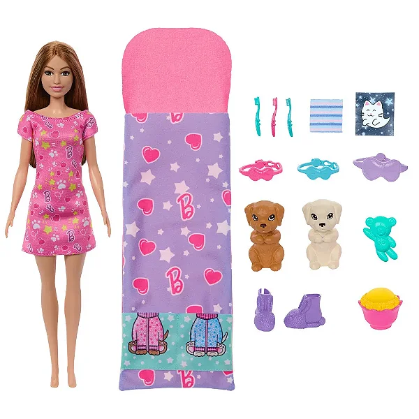 Boneca Barbie Conjunto Festa do Pijama com Cachorrinho - Mattel
