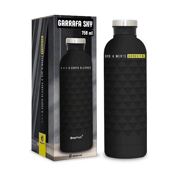 Garrafa Térmica Sky - Preta - 750ml - Brasfoot