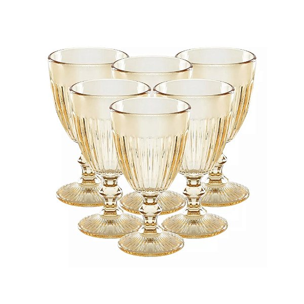 Jogo de Taças Athena 340ml - Dourado - 6 Peças - Wincy