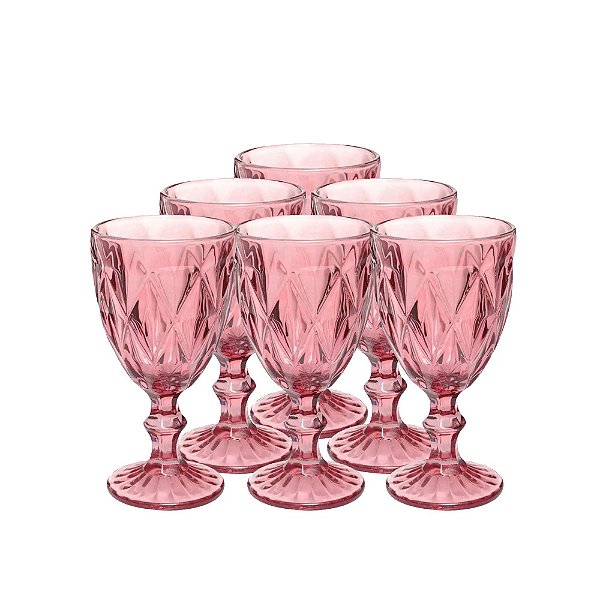 Jogo de Taças Diamante Lilás - 330ml - 6 Peças - Class Home