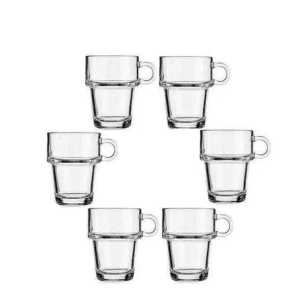 Jogo de Xícaras Empilháveis - 90ml - 6 Peças - Wincy