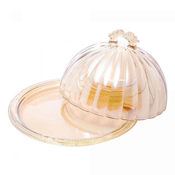 Queijeira de Cristal com Tampa Imperial - Âmbar - Lyor