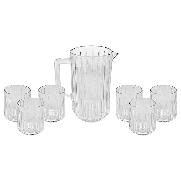 Conjunto de Jarra e Copos Cristal Bangkok - 7 Peças - Wolff