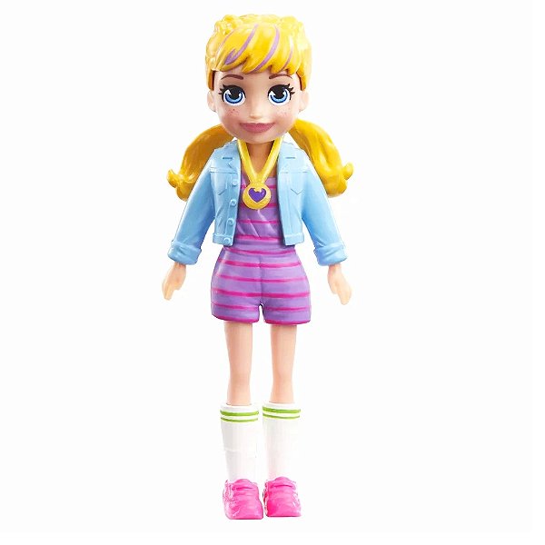 Polly Pocket - Polly Macacão Roxo Listrado - Mattel