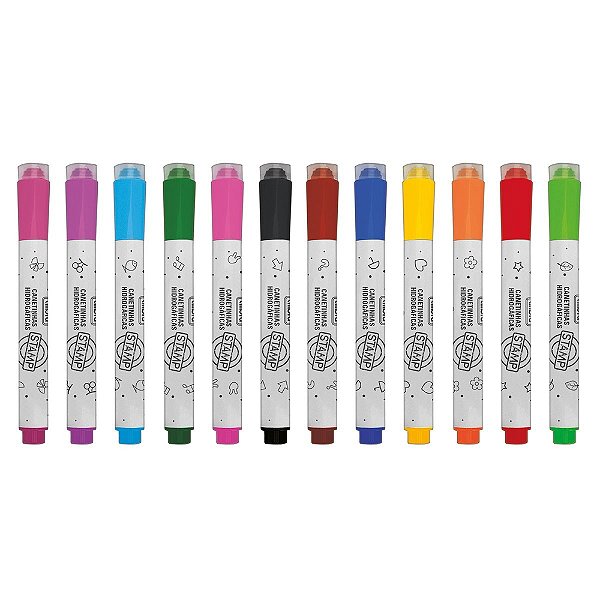 Conjunto de Canetinhas Hidrográficas Stamp - 12 Cores - Tilibra