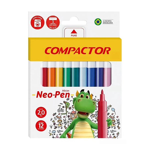 Canetinha Hidrográfica Neo-Pen Gigante - 12 Cores - Compactor