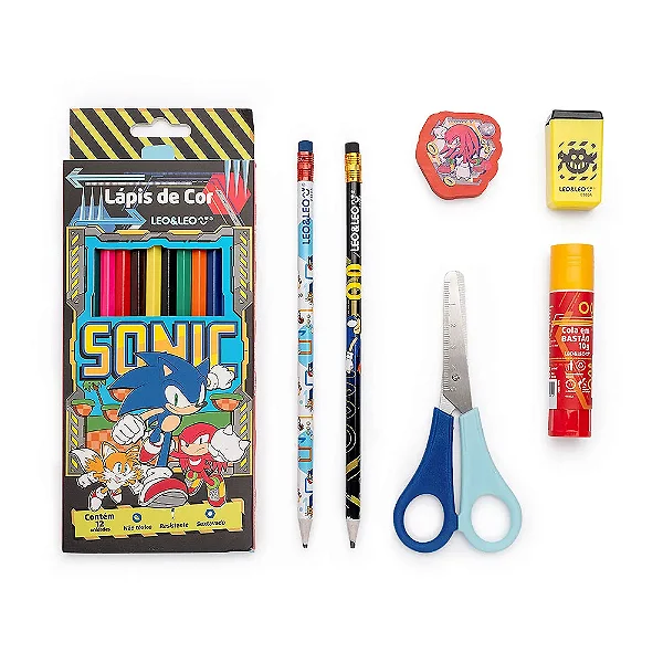 Kit Escolar Sonic - 7 Peças - Leo&Leo
