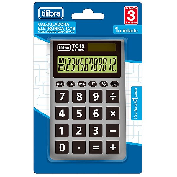 Calculadora de Bolso 12 Dígitos TC18 - Cinza - Tilibra