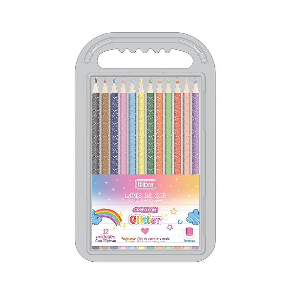 Lápis de Cor Corpo com Glitter - 12 Cores - Tilibra