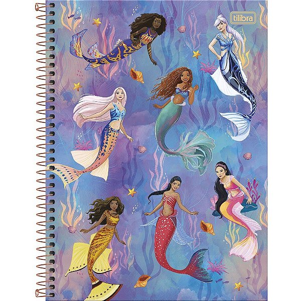 Caderno Espiral A Pequena Sereia - Ariel e Irmãs - 80 Folhas - Tilibra