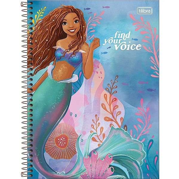 Caderno Espiral A Pequena Sereia - Find Your Voice - 80 Folhas - Tilibra