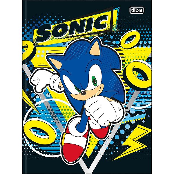 Caderno Brochura Sonic - Capa Preta - 80 folhas - Tilibra