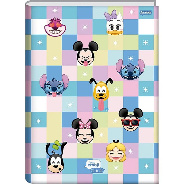 Caderno Brochura Capa Dura Universitário Disney Emoji Quadros - 80 Folhas - Tilibra