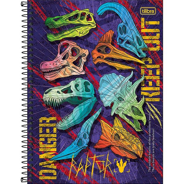 Caderno Raptor - Crânios - 80 Folhas - Tilibra