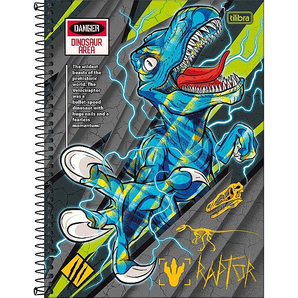 Caderno Raptor - Dinosaur Area - 80 Folhas - Tilibra
