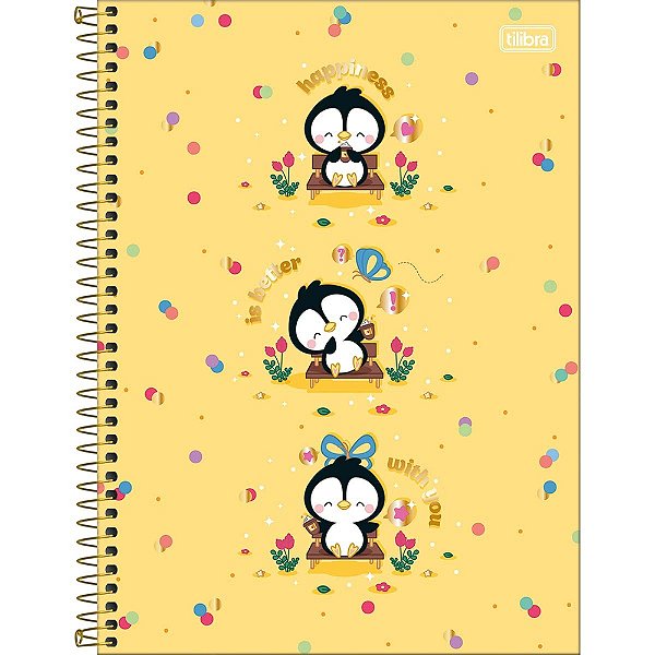 Caderno Espiral Mellow - Pinguim - 80 Folhas - Tilibra