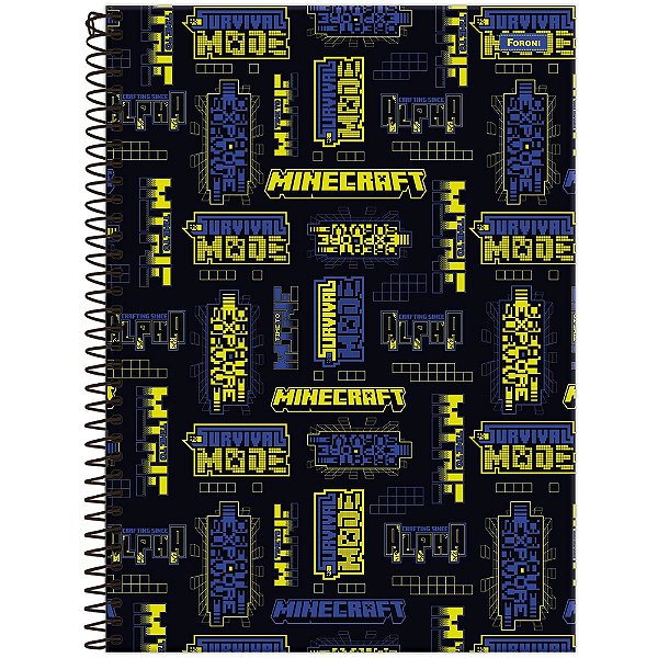Caderno Capa Dura Universitário Minecraft Simbol - 80 Folhas - Foroni