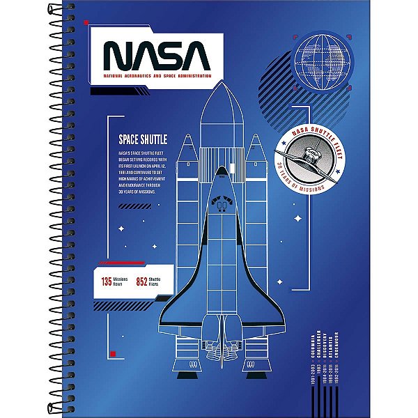 Caderno Espiral Nasa - Foguete - 160 Folhas - Tilibra