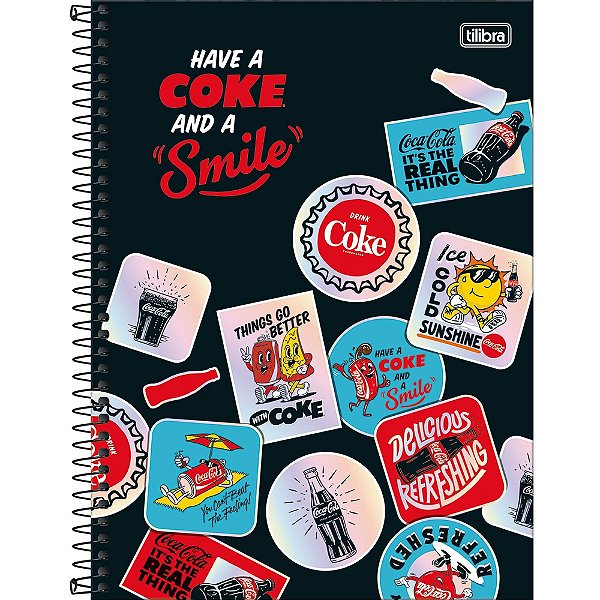 Caderno Espiral Coca-Cola Connect - Coke and Smile - 160 Folhas - Tilibra