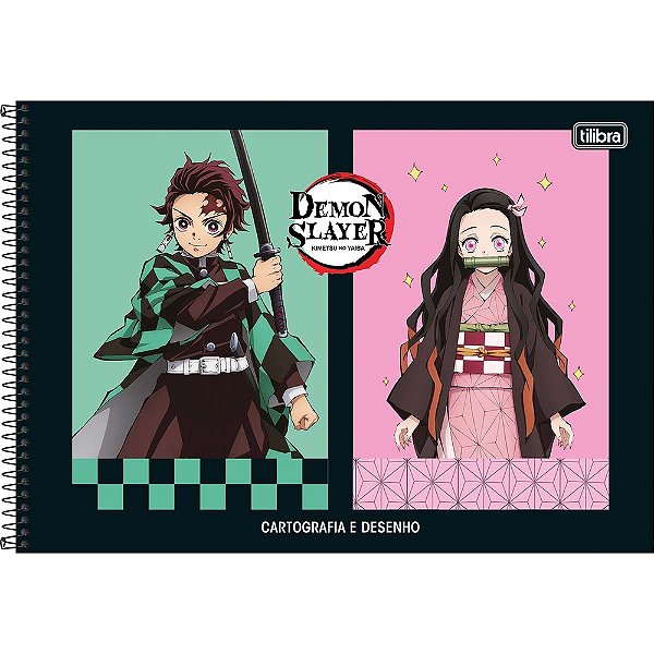 Caderno de Cartografia e Desenho Capa Dura Demon Slayer - 80 Folhas - Tilibra