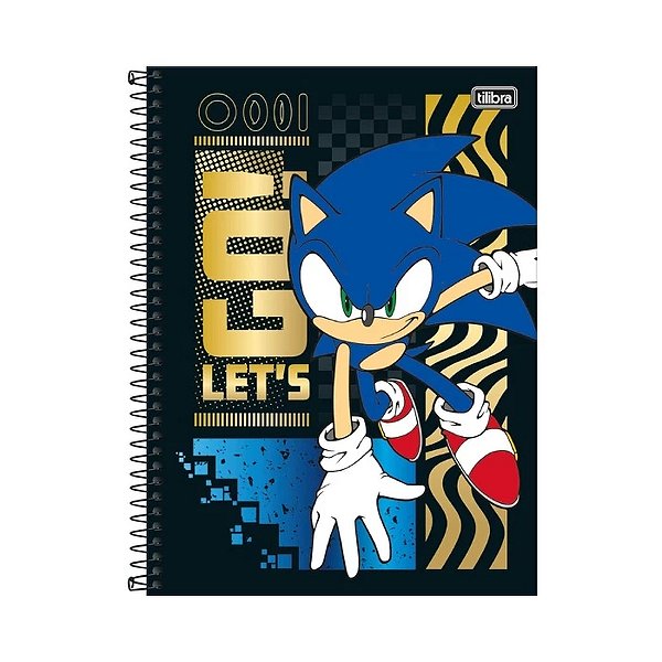 Caderno Universitário Capa Dura Sonic Ataque - 80 Folhas - Tilibra