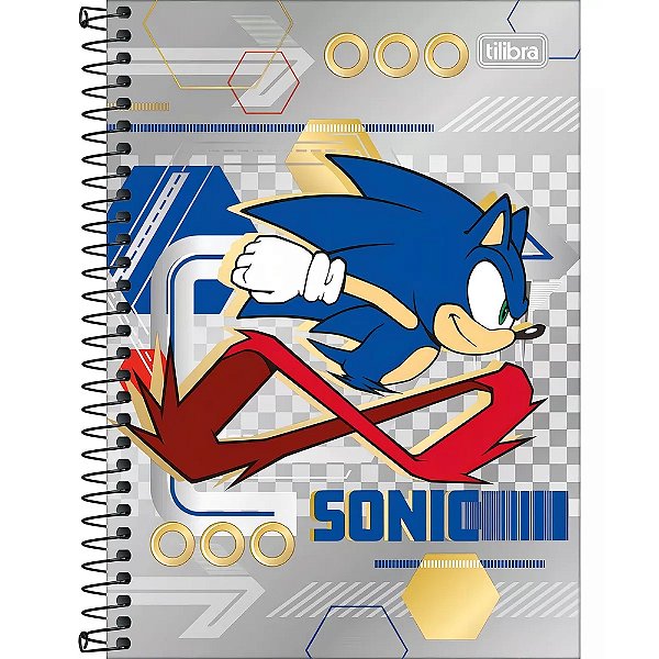 Caderno Universitário Capa Dura Sonic Corrida - 80 Folhas - Tilibra