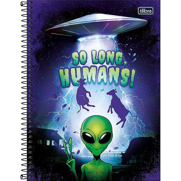 Caderno Capa Dura Connect Orbit So Long Humans - 80 Folhas - Tilibra