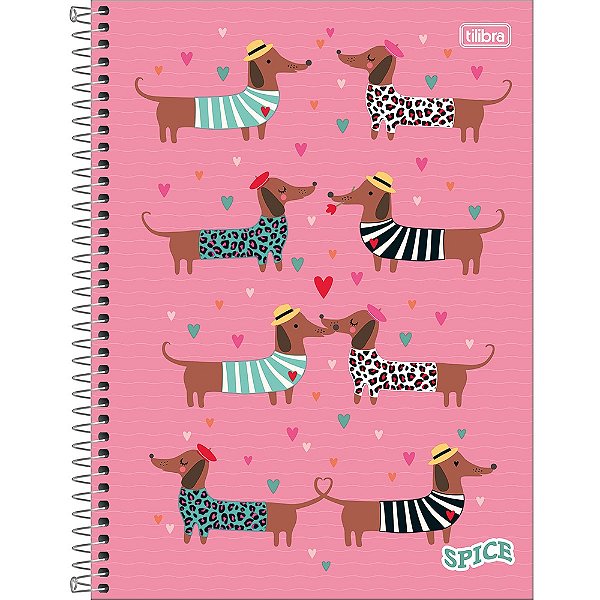 Caderno Capa Dura Spice Dogs - 80 folhas - Tilibra