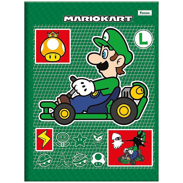Caderno Mario Kart - Luigi - 80 Folhas - Foroni