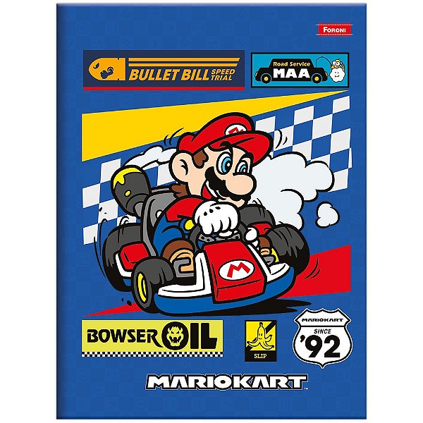 Caderno Mario Kart - Mário - 80 Folhas - Foroni