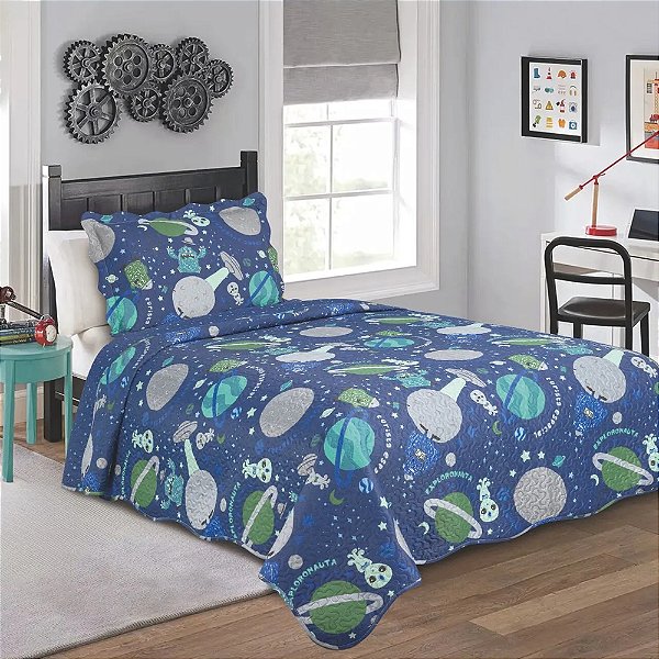Kit Colcha Evolution Patchwork - Solteiro - Espaço - Camesa