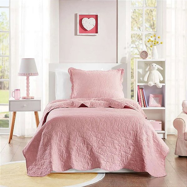 Kit Colcha Studio Mix Kids - Solteiro - Rosa Claro - Corttex